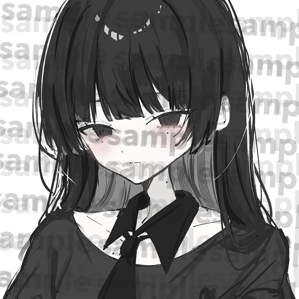 黒髪病みかわ単品｜SNS用アイコン・ぐるぐる目