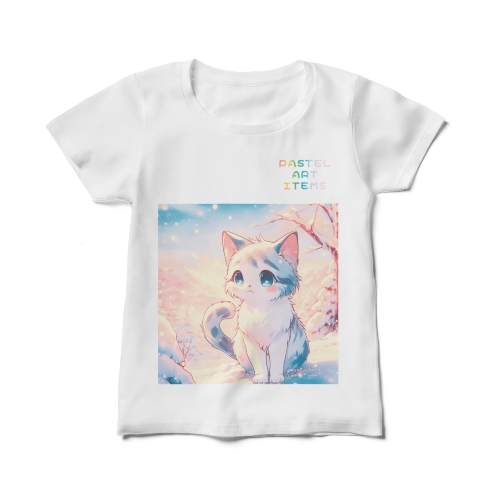 レディースTシャツ　猫イラスト02