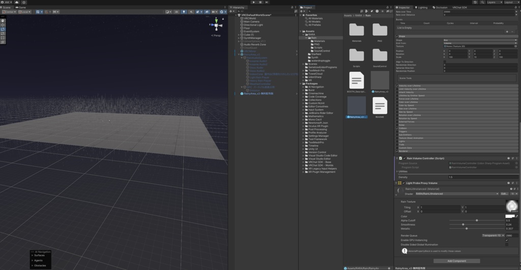 【無料】RARA Rain System — Light Probe 対応 雨パーティクルシステム