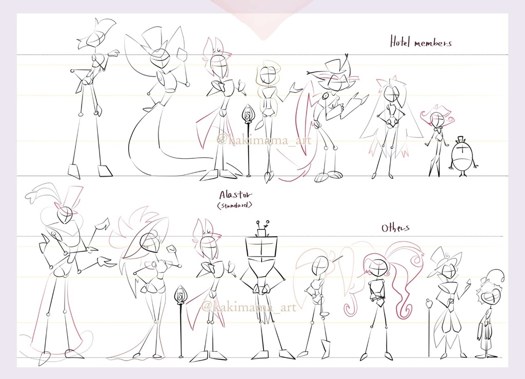 ハズビンホテル主要キャラの身長比較素体