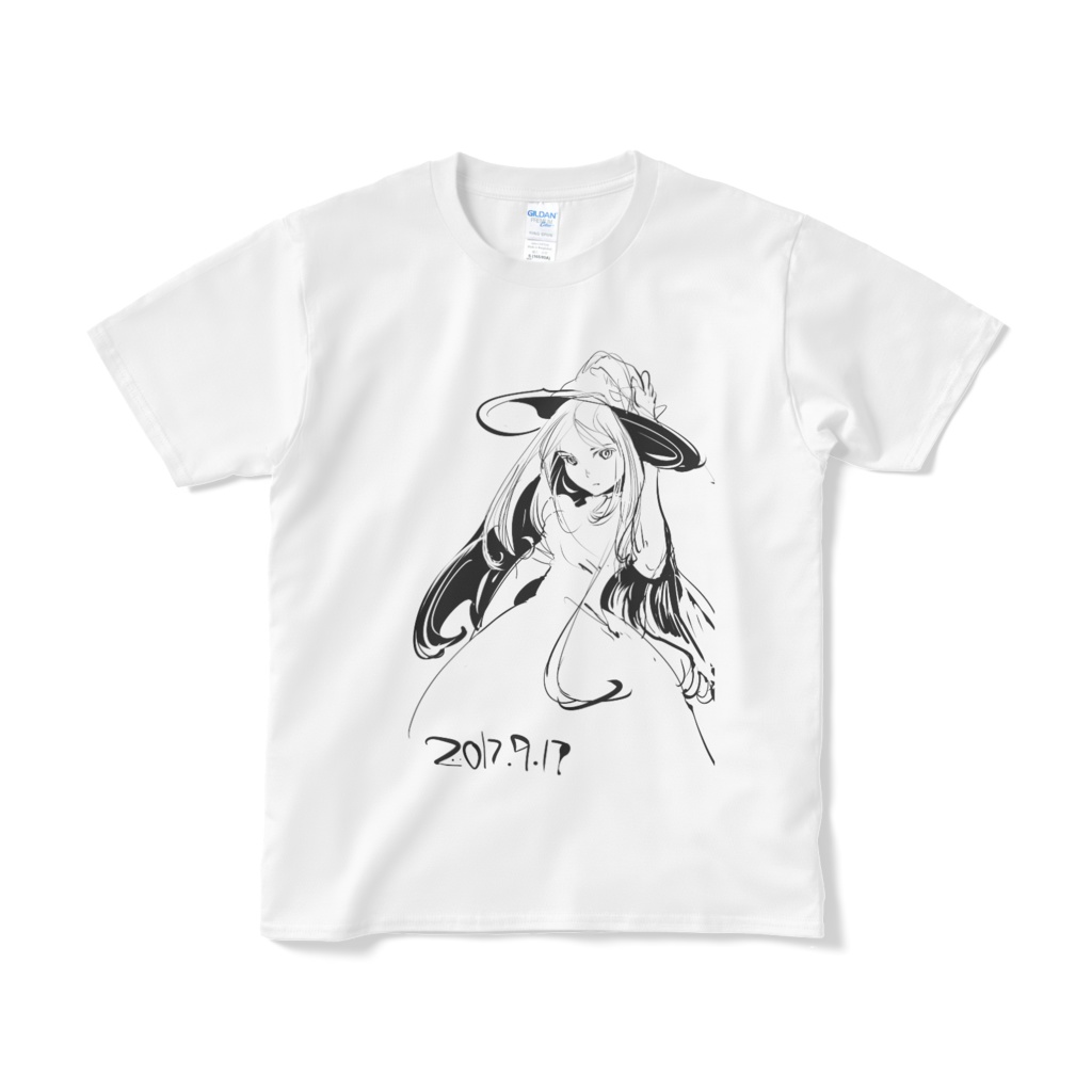 帽子の女の子のイラストTシャツ
