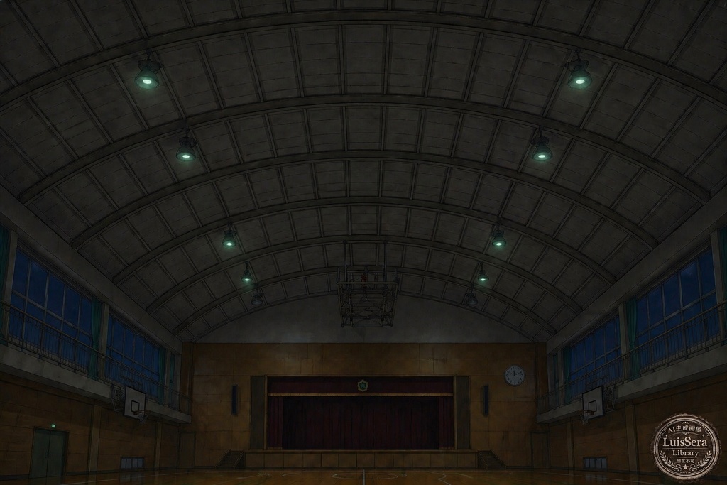 体育館背景素材(点灯・消灯・非常灯差分)