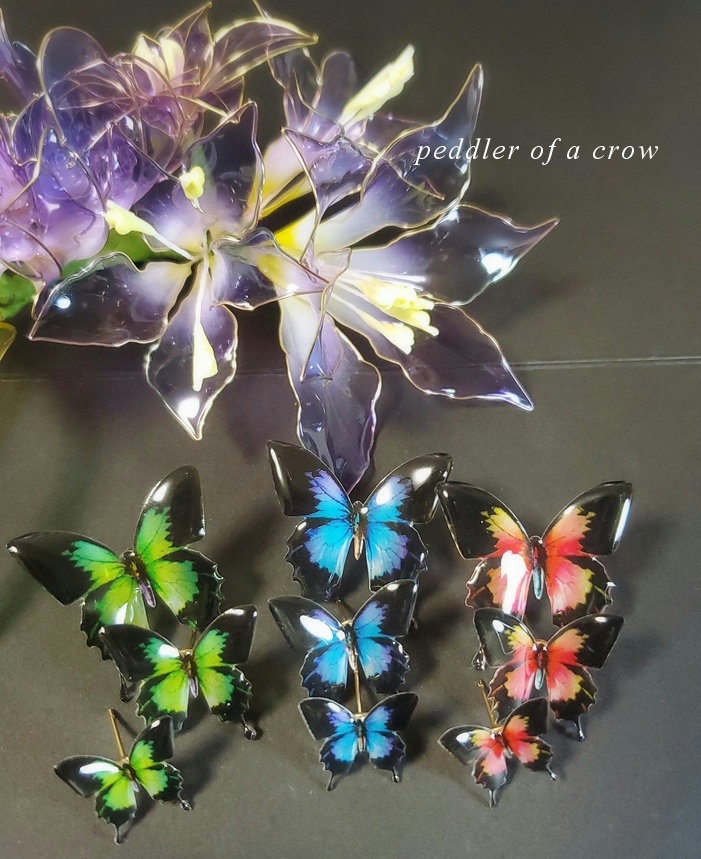 黒背景可 ３サイズセット蝶ピアス イヤリング Peddler Of A Crow Booth