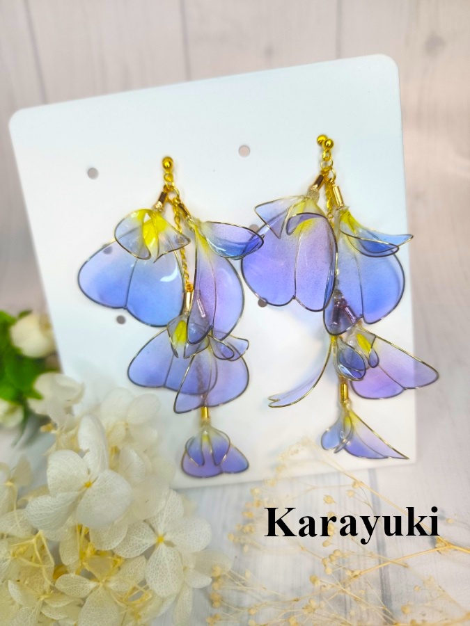 紫・藤の花の耳飾り 1ペア売