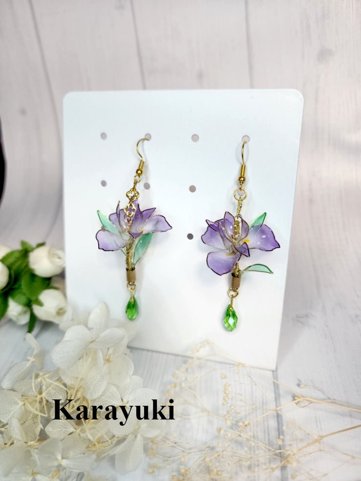 菖蒲の耳飾り　ペア売り・１個のみ