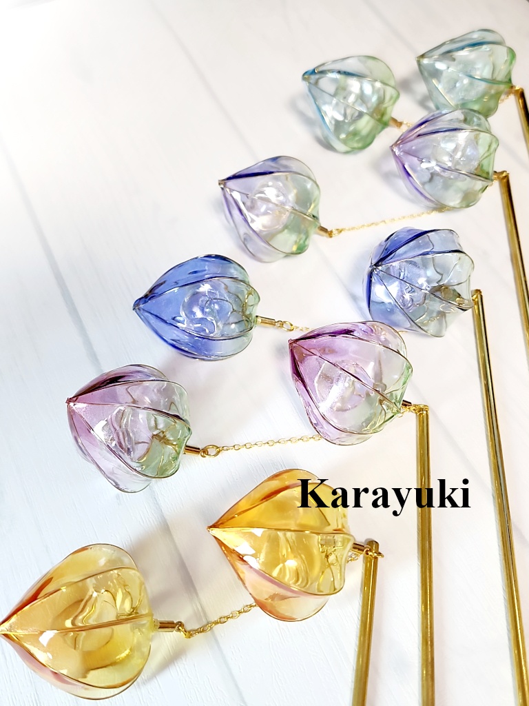 2連・バイカラートルマリンイメージ鬼灯のかんざし