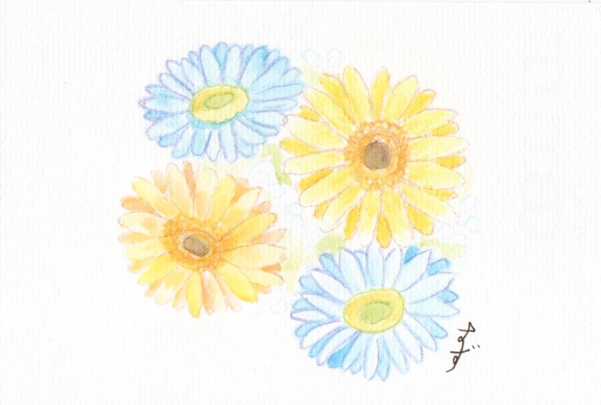 水彩色鉛筆画　花　原画ポストカード