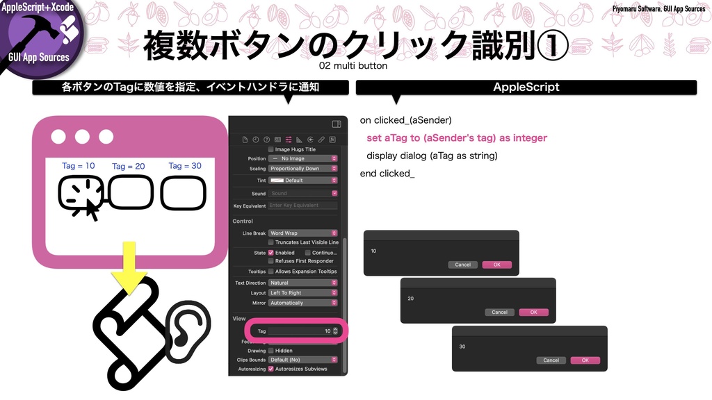 AppleScript+Xcode GUIアプリソース集