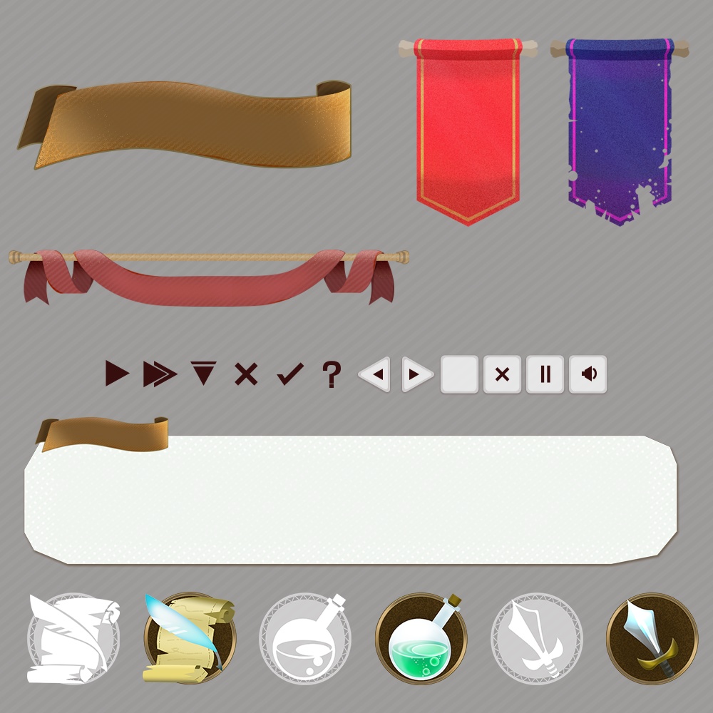 【無料/有料】ゲームUI RPG風セット