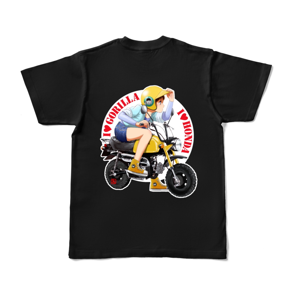 【ホンダゴリラを駆る娘】黒バックプリントTシャツ
