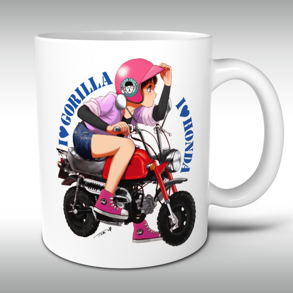 【バイク娘イラストマグ/ホンダゴリラ:ブラック&レッド】