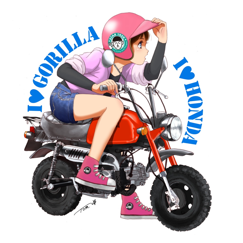 【バイク娘イラストマグ/ホンダゴリラ:ブラック&レッド】