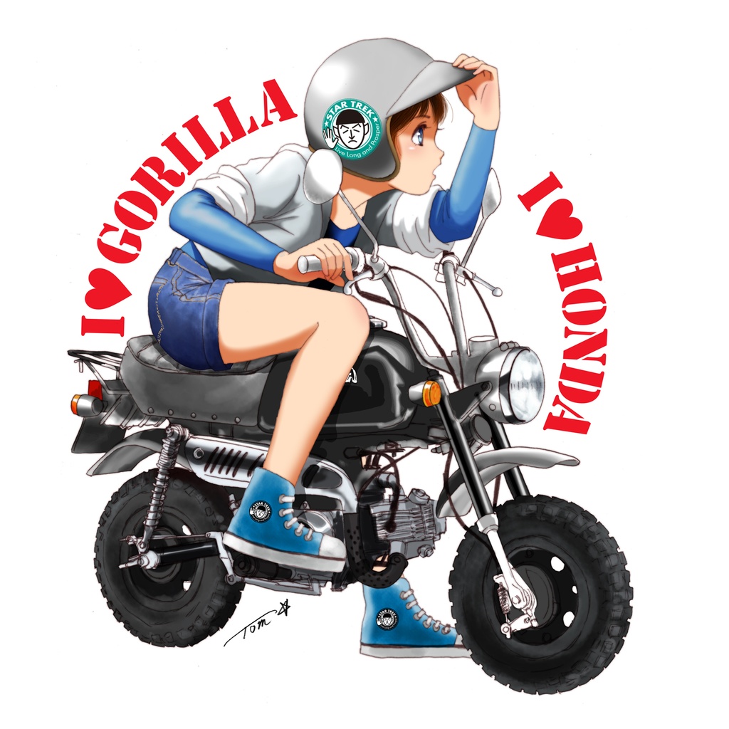 【バイク娘イラストマグ/ホンダゴリラ:ブラック&レッド】