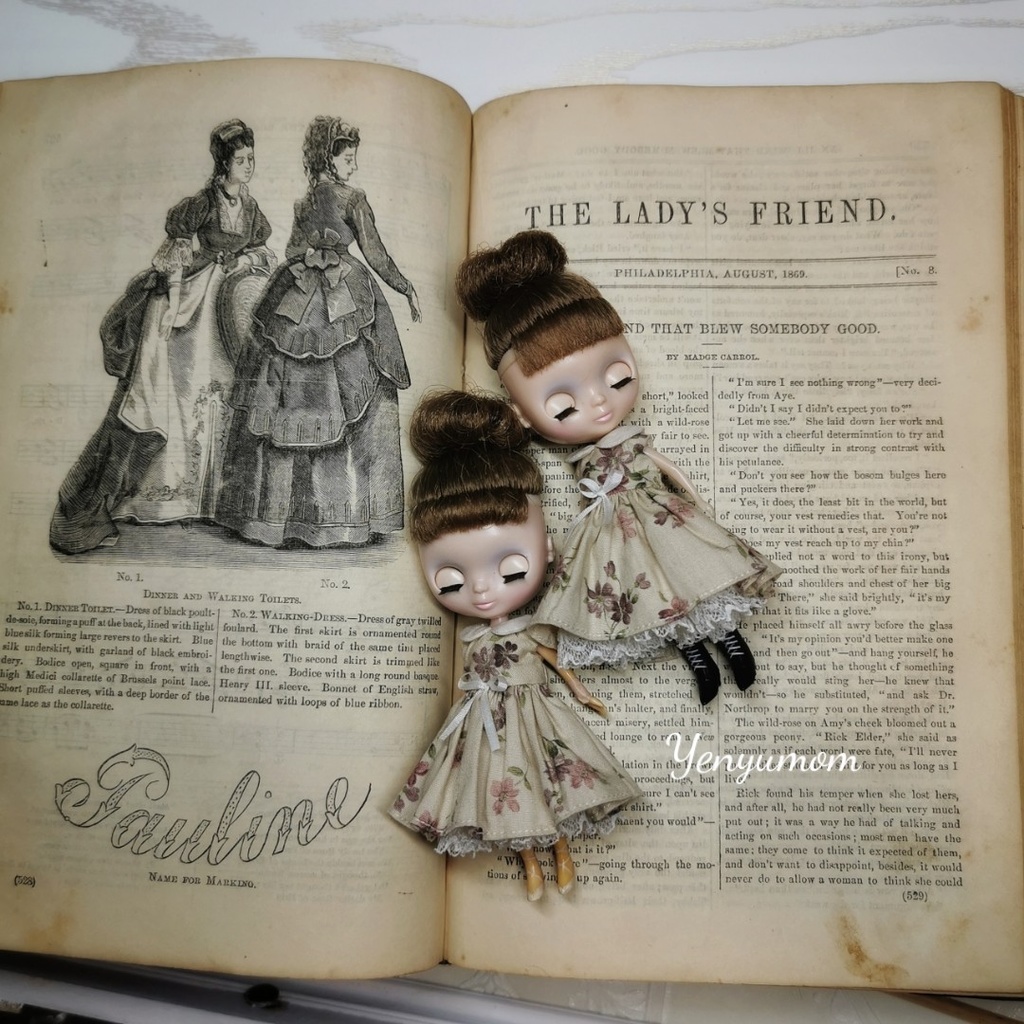 【ベージュ フローラル ドレス セット / プチブライス】Yenyumom