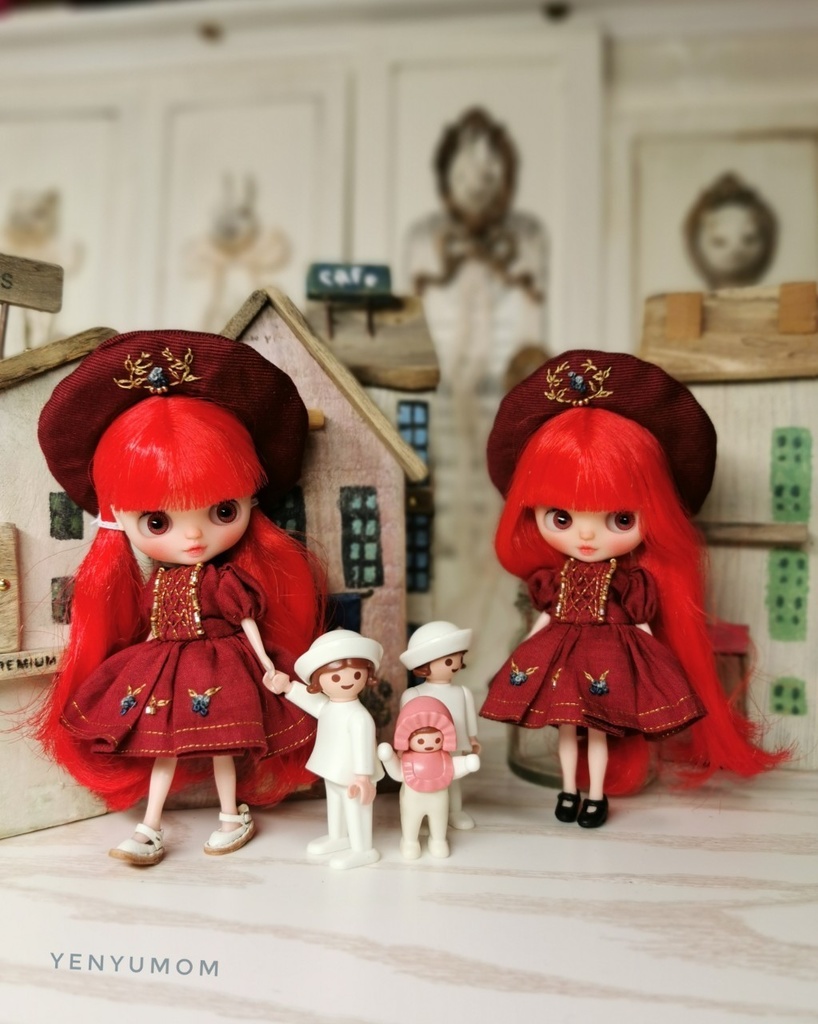 【ブルゴーニュ刺繍 ドレス セット / プチブライス】Yenyumom