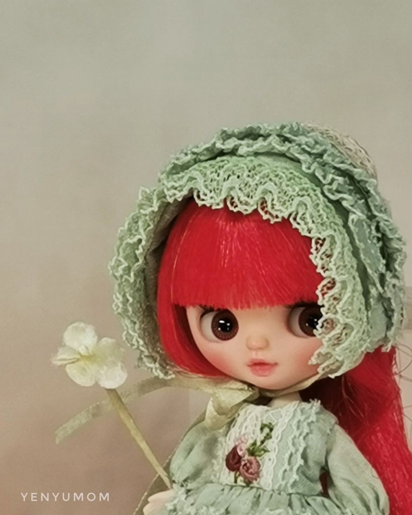 【グリーンレース ドレス セット / プチブライス】Yenyumom