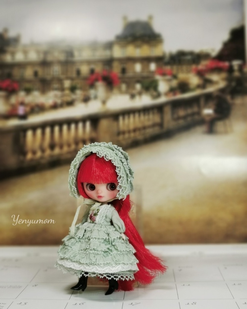 【グリーンレース ドレス セット / プチブライス】Yenyumom