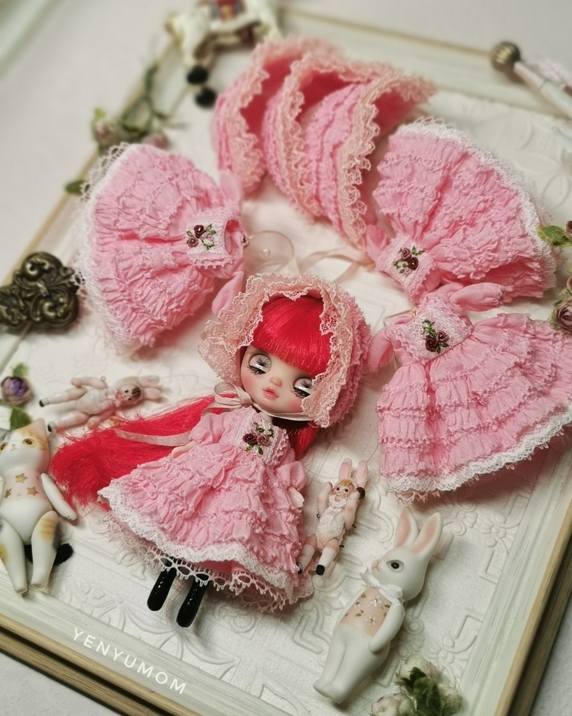 【ピンクレース ドレス セット / プチブライス】