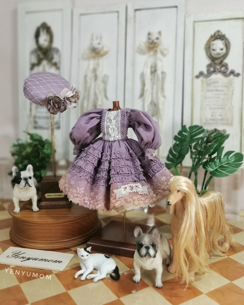 【藤刺繍ドレスセット / ブライス / モモコ / オビツ24】Yenyumom