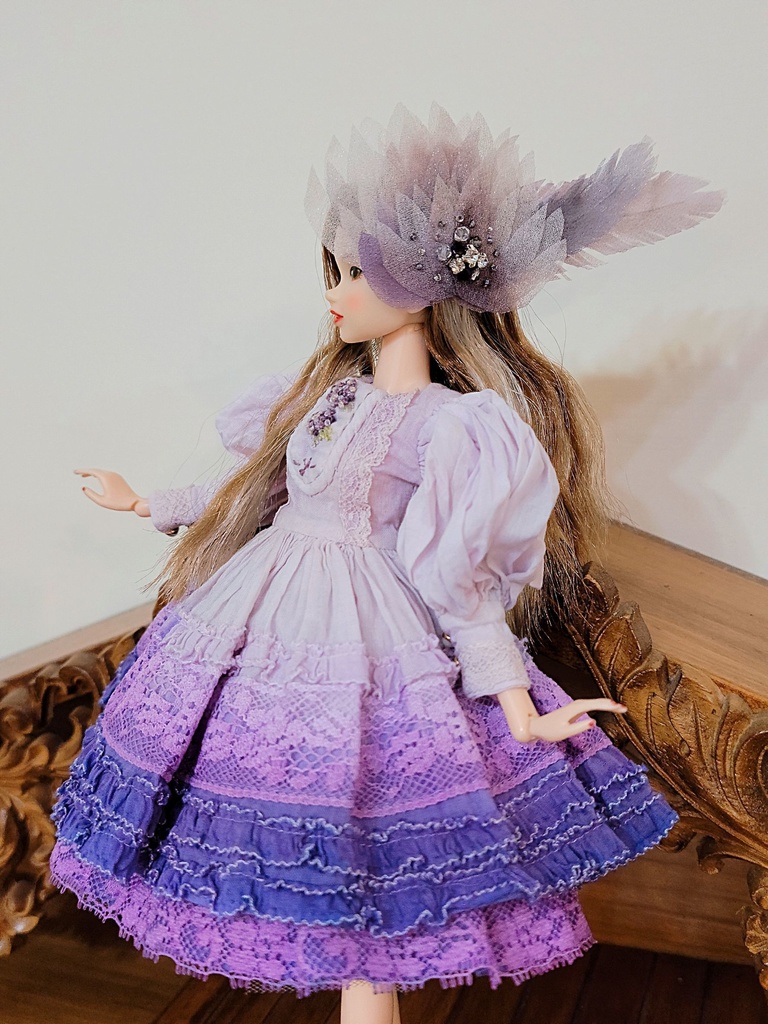 【紫染料刺繍ドレスセット / ブライス / モモコ / オビツ24 / リカちゃん】Yenyumom