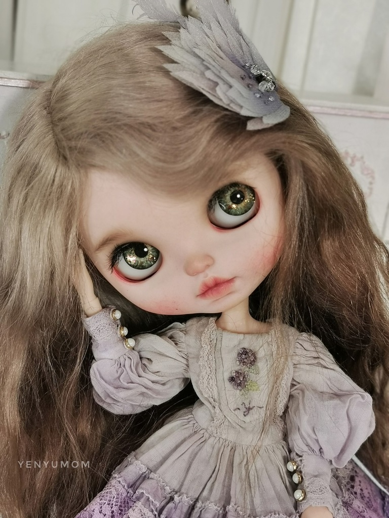 【紫染料刺繍ドレスセット / ブライス / モモコ / オビツ24 / リカちゃん】Yenyumom