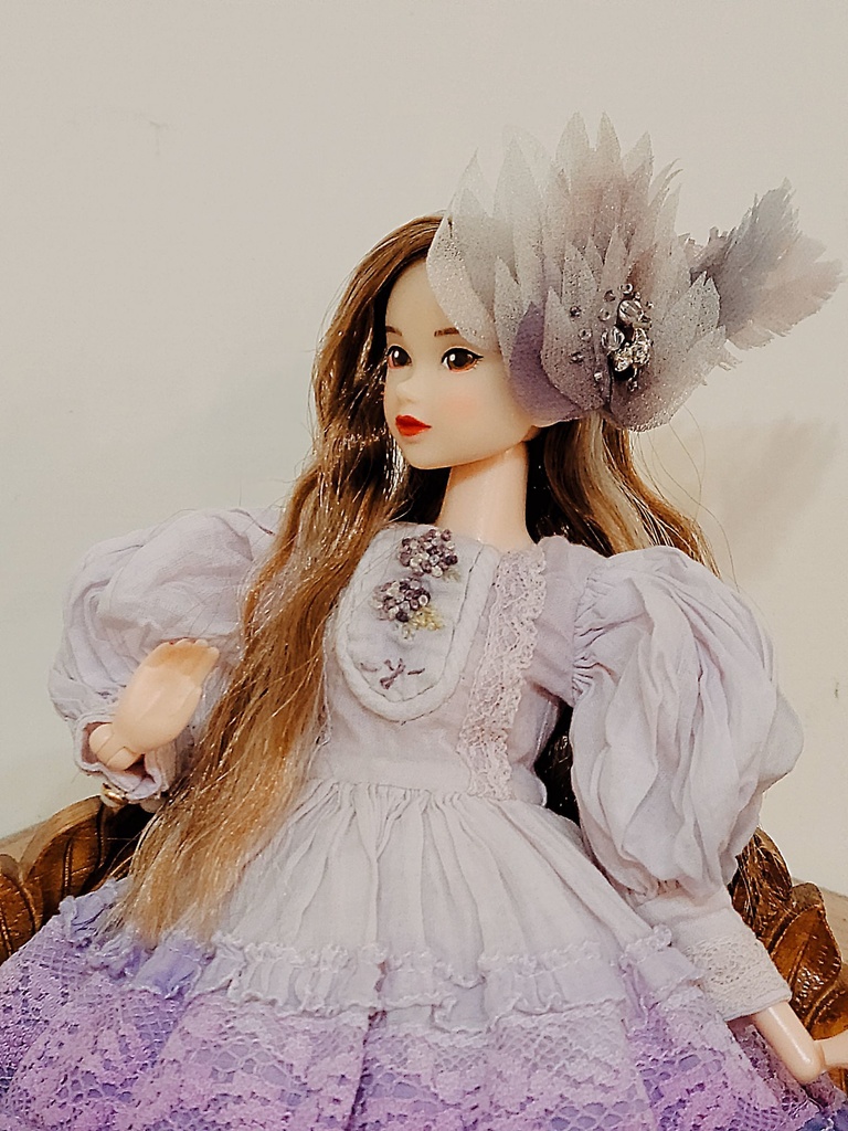 【紫染料刺繍ドレスセット / ブライス / モモコ / オビツ24 / リカちゃん】Yenyumom