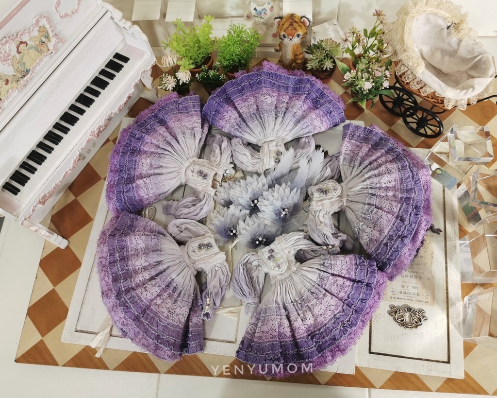 【紫染料刺繍ドレスセット / ブライス / モモコ / オビツ24 / リカちゃん】Yenyumom