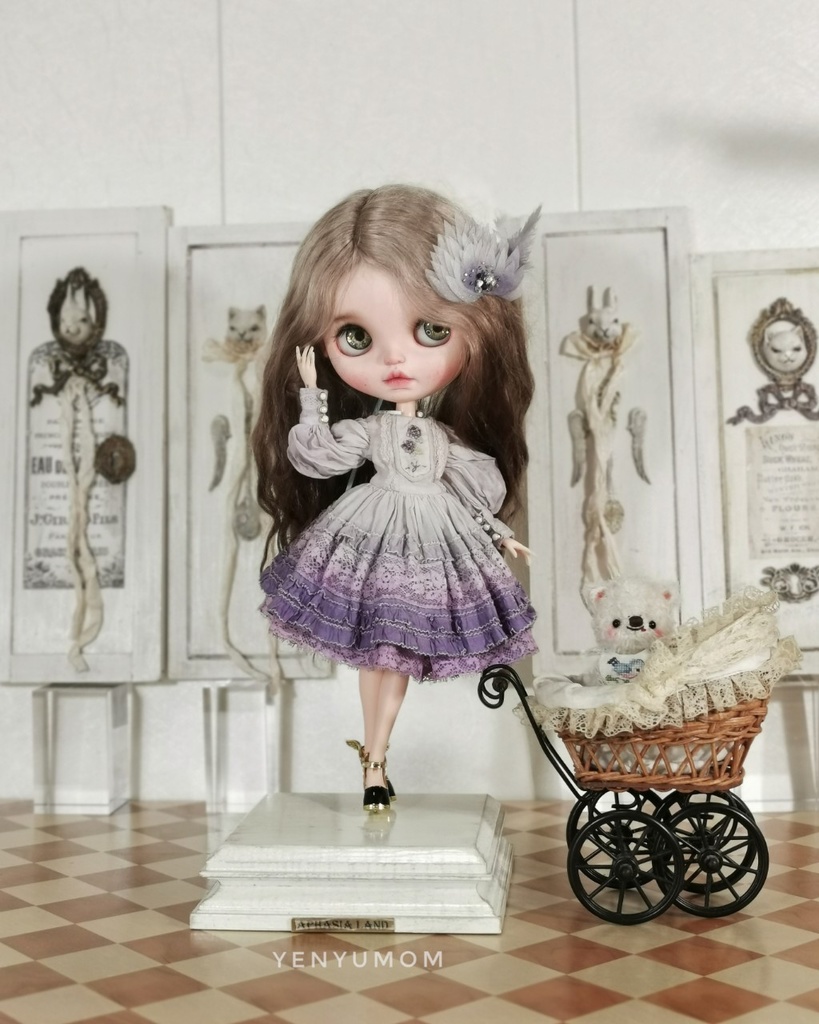 【紫染料刺繍ドレスセット / ブライス / モモコ / オビツ24 / リカちゃん】Yenyumom