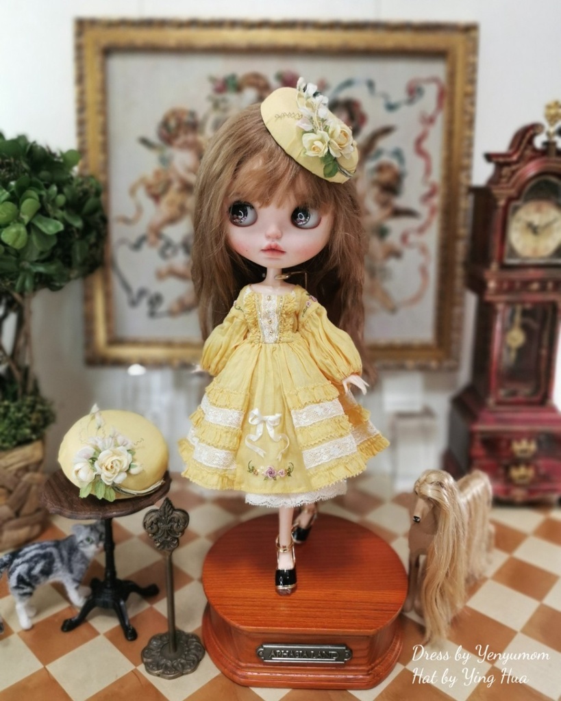 【卵色刺繍ドレスセット / ブライス / モモコ / オビツ24 / リカちゃん】Yenyumom