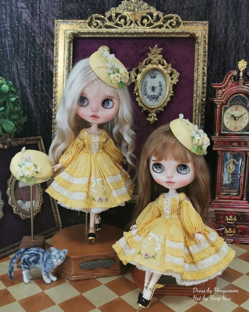 【卵色刺繍ドレスセット / ブライス / モモコ / オビツ24 / リカちゃん】Yenyumom
