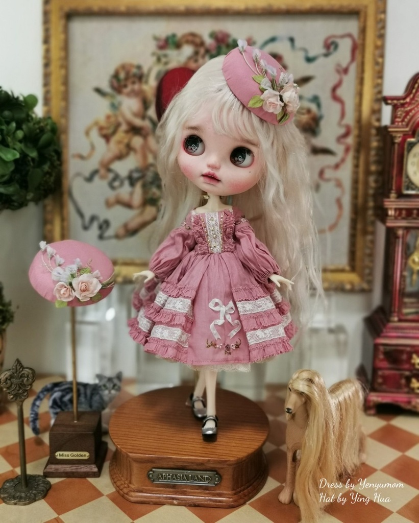 【ダスティローズ刺繍ドレスセット / ブライス / モモコ / オビツ24 / リカちゃん】Yenyumom