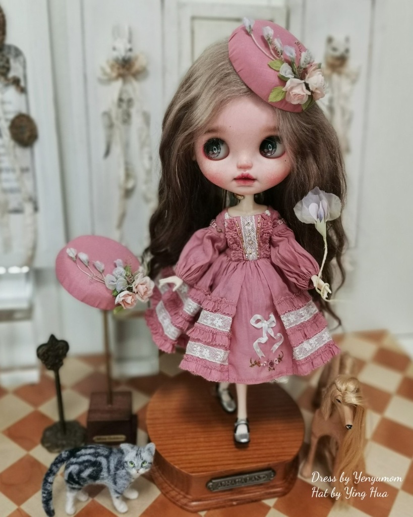 【ダスティローズ刺繍ドレスセット / ブライス / モモコ / オビツ24 / リカちゃん】Yenyumom