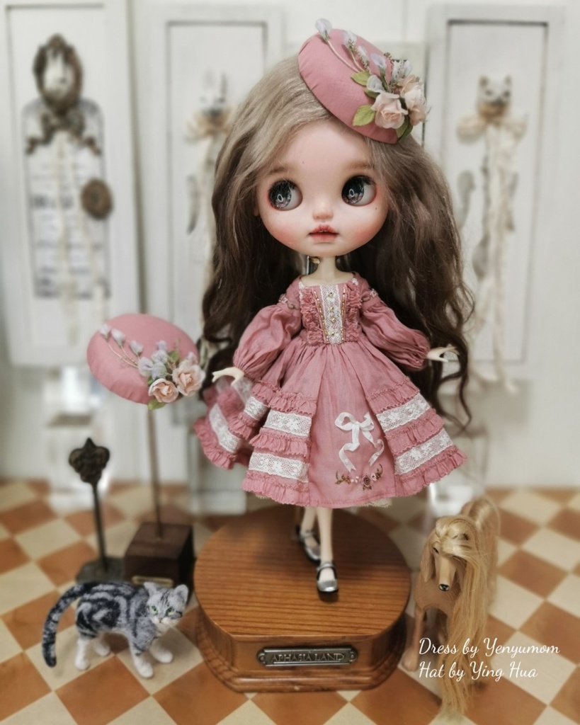 【ダスティローズ刺繍ドレスセット / ブライス / モモコ / オビツ24 / リカちゃん】Yenyumom