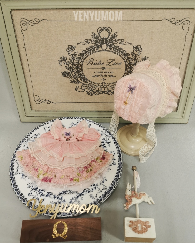 【蝶刺繍ワンピースドレスセット ピンク】ネオブライス momoko OB24 / Yenyumom