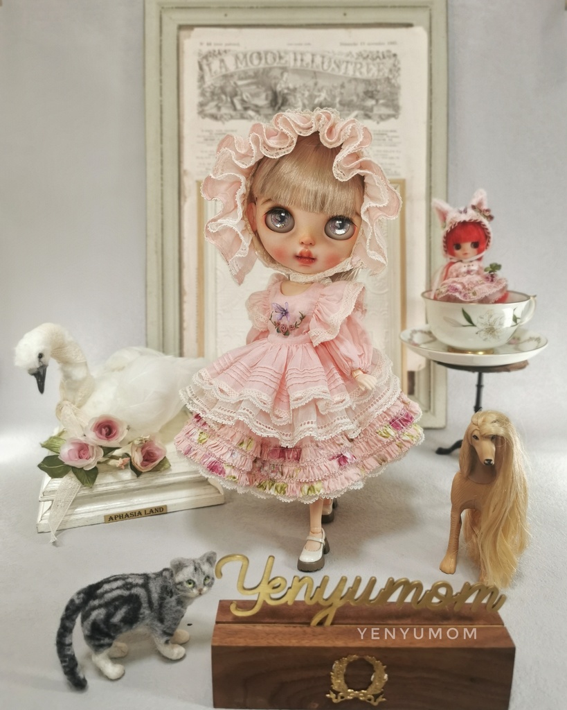 【蝶刺繍ワンピースドレスセット ピンク】ネオブライス momoko OB24 / Yenyumom