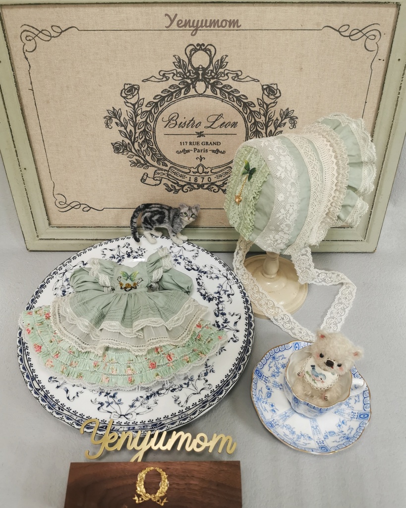 【蝶刺繍ワンピースドレスセット 緑】ネオブライス momoko OB24 / Yenyumom