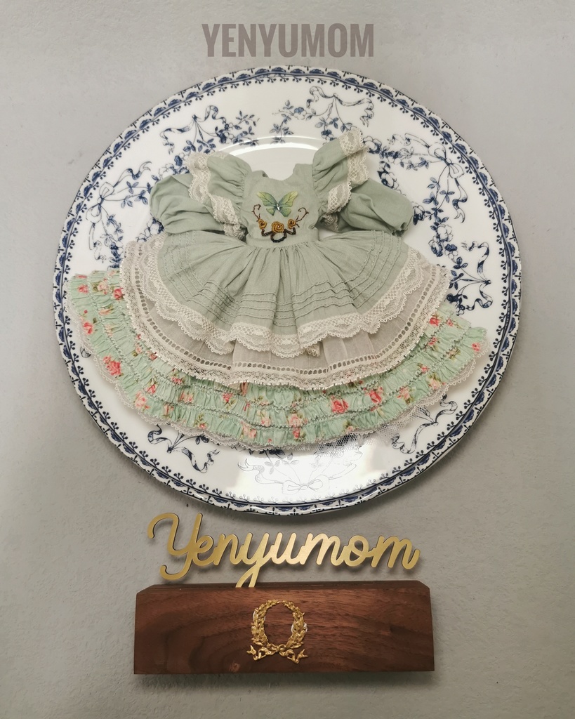 【蝶刺繍ワンピースドレスセット 緑】ネオブライス momoko OB24 / Yenyumom