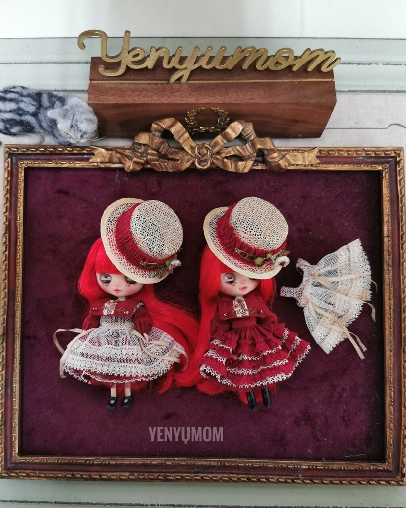 【麦わら帽子と刺繍ドレスセット】プチブライス / Yenyumom