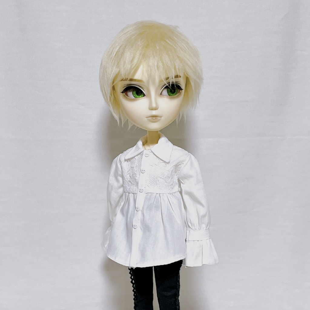【即納品】1／6サイズ＊レース付きフリルシャツ(ホワイト)