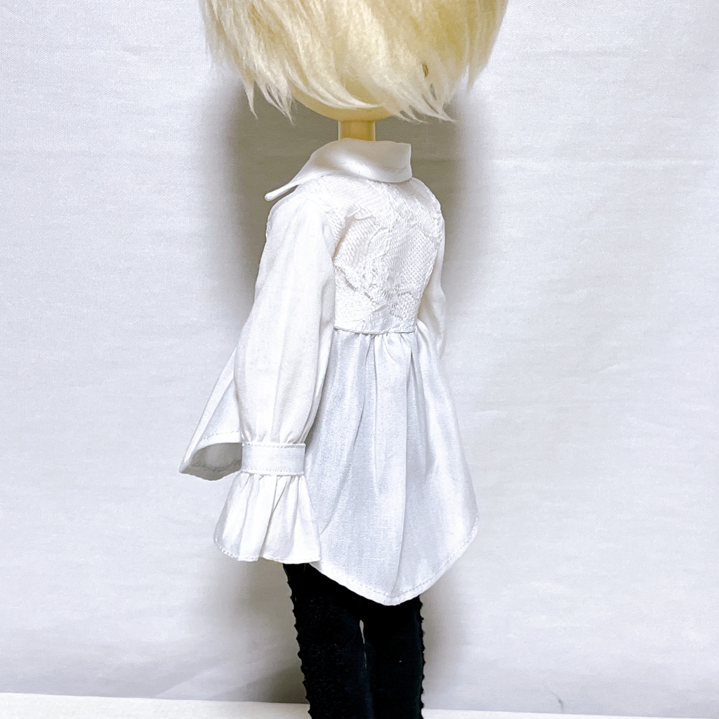 【即納品】1／6サイズ＊レース付きフリルシャツ(ホワイト)