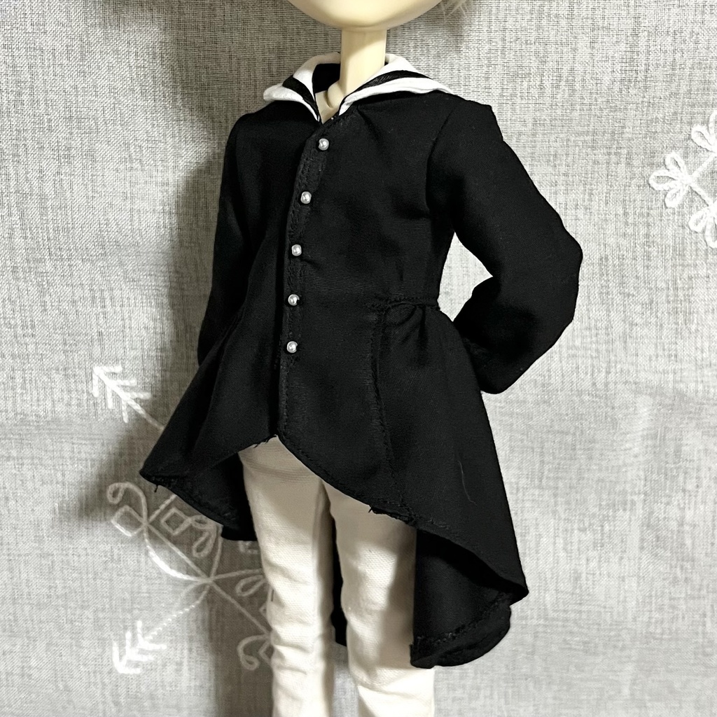 【即納品】セーラーカラーのフィッシュテールブラウス(ブラック)