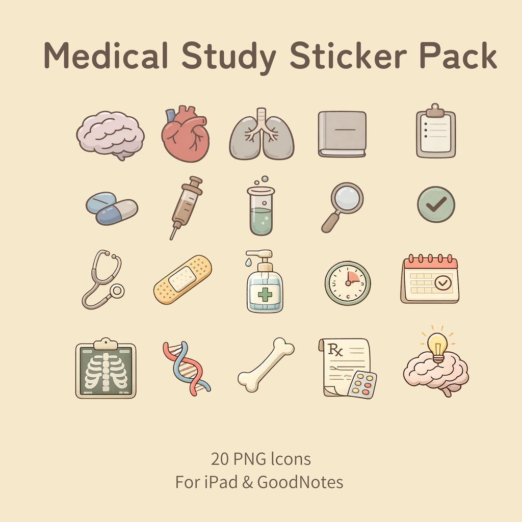 医療勉強用デジタルステッカー20点セット/iPad・GoodNotes対応