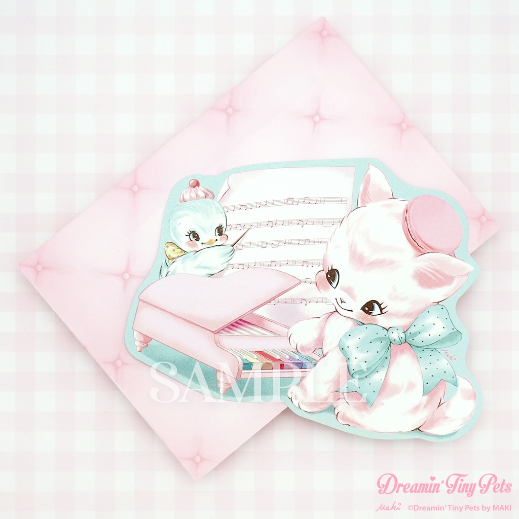 メッセージカード / Rainbow Piano Cat