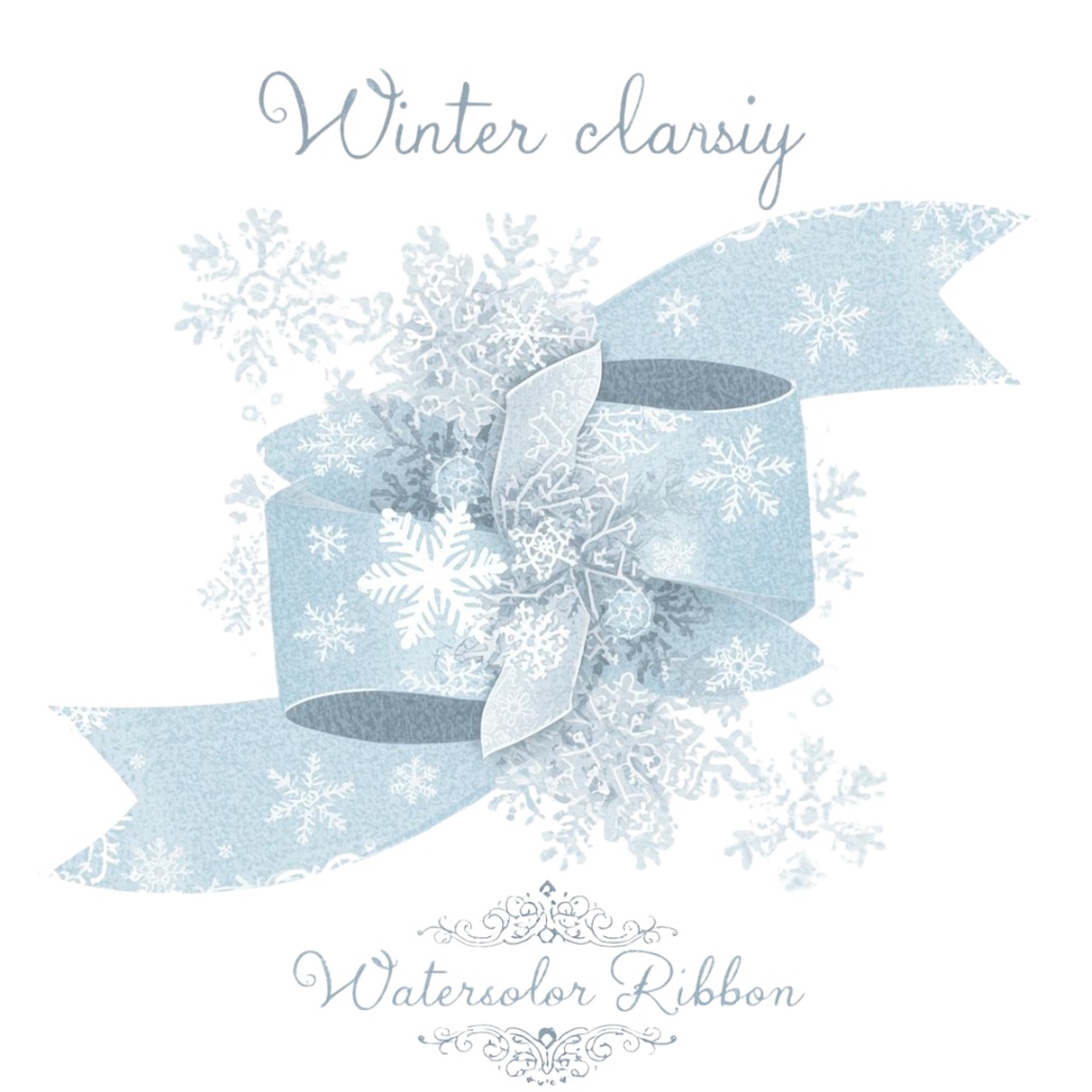 アンティーク冬素材*水彩雪モチーフ15点(背景透過PNG)