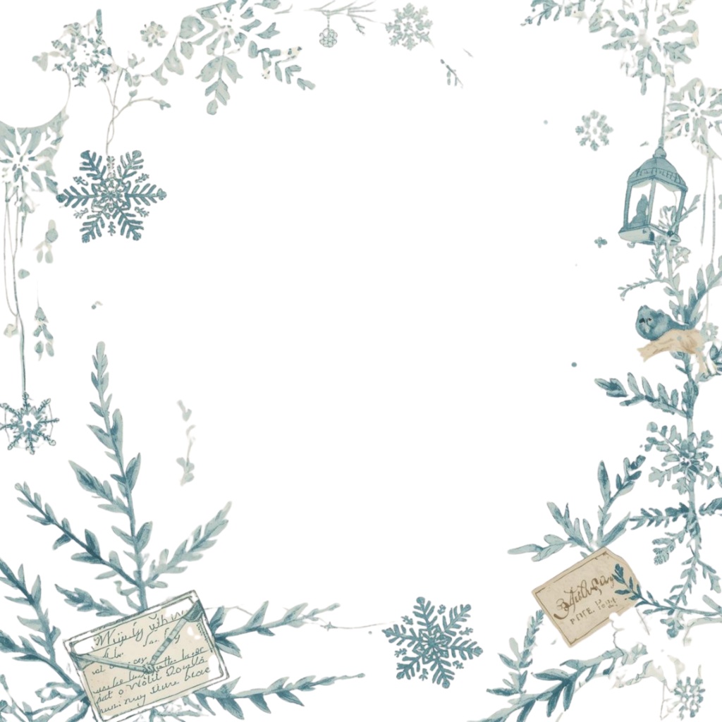 アンティーク冬素材*水彩雪モチーフ15点(背景透過PNG)