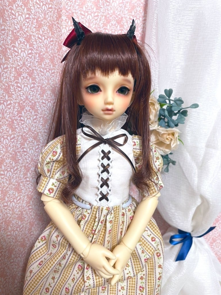 カントリー柄ロングワンピース(レッド・イエロー)