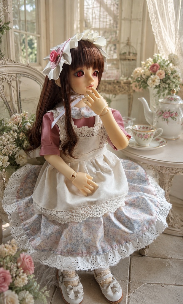 【1/4ドール服】ティータイムのお嬢様 ☕️～花咲く午後～ (🩷Pink・🩵MINT)