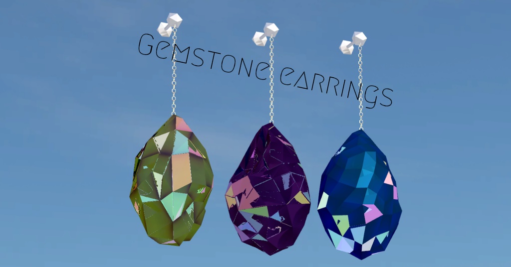 【VRChat想定】Gemstone earrings【ピアス】