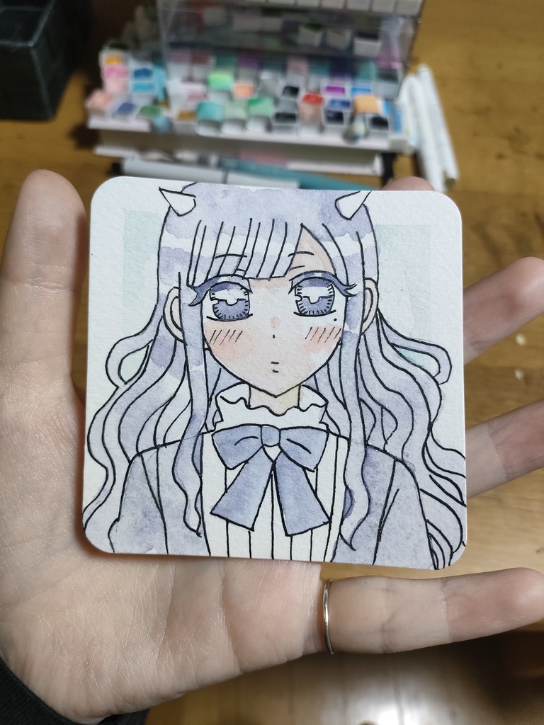 手のひらペーパー1色塗り+肌