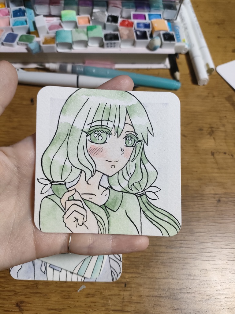 手のひらペーパー1色塗り+肌